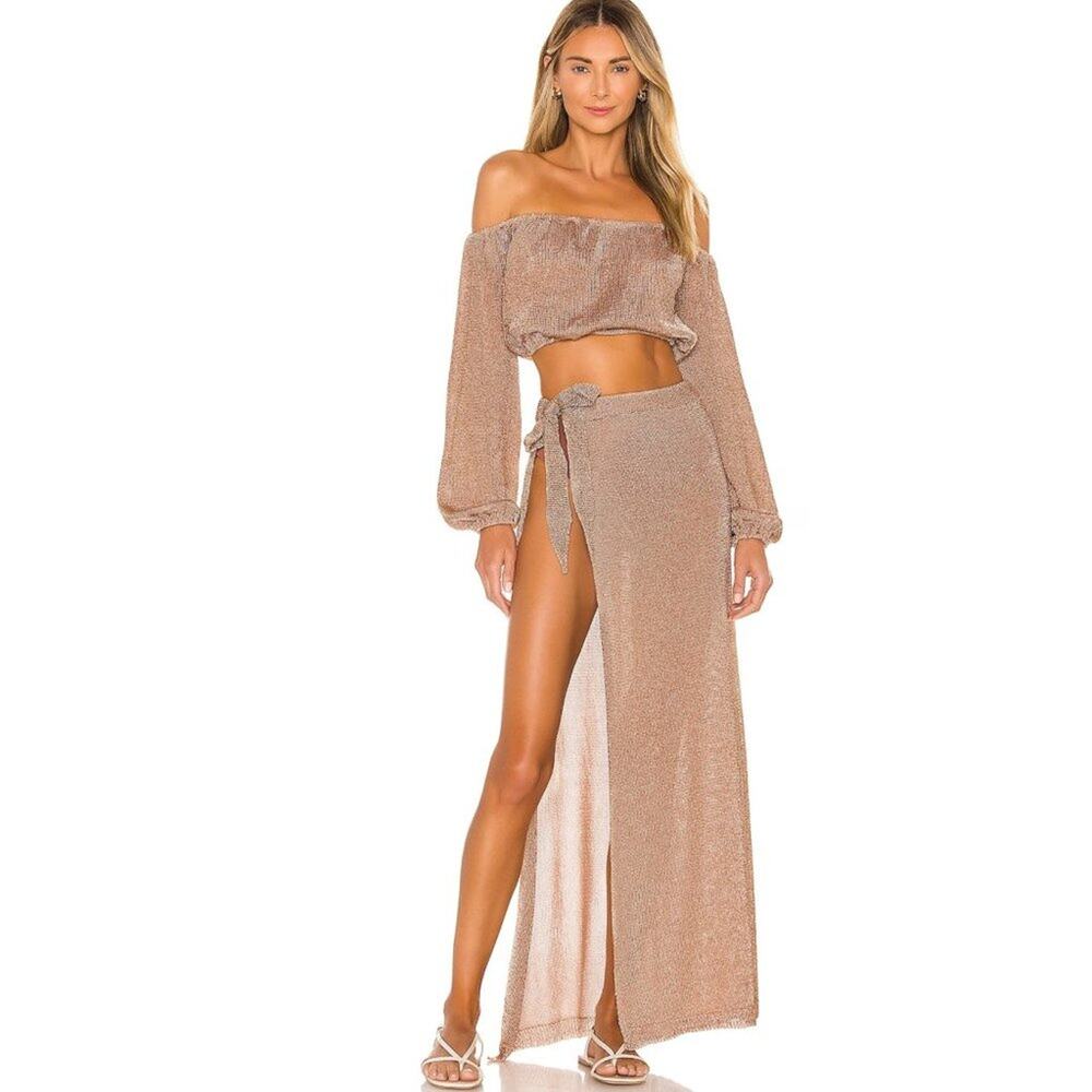 Lovers and Friends Nayelli Wrap Skirt in Gold NWT Size Small